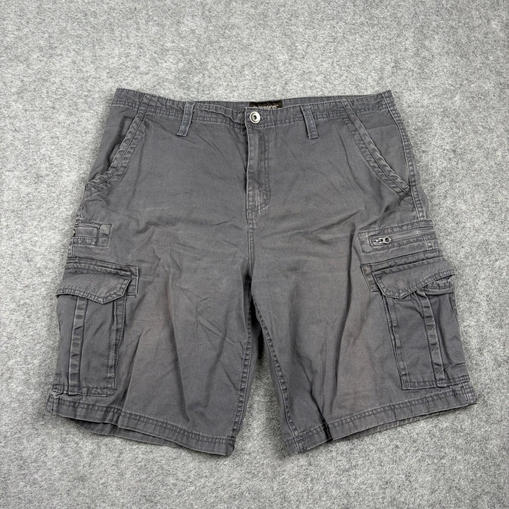 Y2K‎ No Boundaries Cargo Shorts Mens 38 Grey Granite Cotton Utility Casual